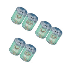 6Pcs Tin Owl Coin Jar Money Bank Assorted Colors for Children