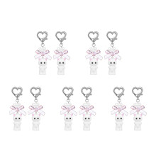 10Pcs White Metal Cat Key Holder Bag Charm Plush 3D Cute Keychain