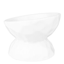 Ceramic Tilted Elevated Cat Food Bowl White