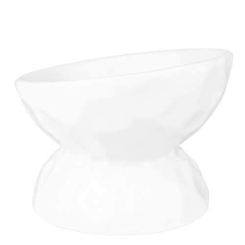 Ceramic Tilted Elevated Cat Food Bowl White