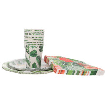 1Set Safe Paper Hawaiian Party Utensil Set with Plates and Cups