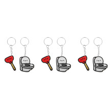 6Pcs Multi Color Durable Toilet Keychain Cute Purse Backpack Charm Set