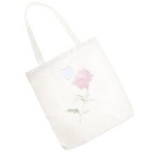 1White Floral Canvas Tote Bag Women’s Reusable Shoulder Handbag