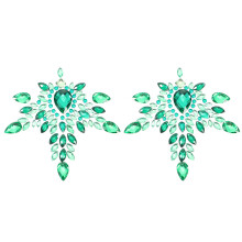 12Green Face Jewels Rhinestone Stickers Acrylic DIY Body Decor