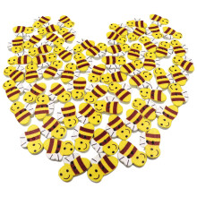 150Pcs Handmade Wooden Bee Buttons Cute Flat Accessories for Sewing