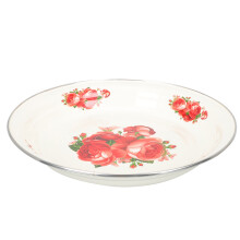 3Pcs Rosy Enamel Food Serving Tray Vintage Style Tea Plate for Home