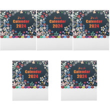 5Pcs Thick Paper Flip Desk Calendars with Convenient Stand for Office