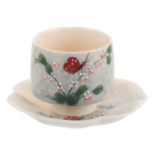 White Porcelain Tea Cup Hand Painted Orchid Pattern Ceramic Cup
