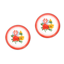 2Pcs Chinese Style Enamel Storage Holder Round Tray for Tea and Snacks