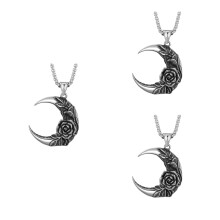 3Pcs Moon Pendant Necklace Male Jewelry Chic Gift for Daily Use