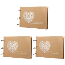 3Pcs DIY Photo Albums Brown Coffee Black Pages Refillable Heart Style
