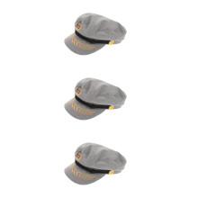 3Pcs Grey Embroidered Captain Hat Casual Navy Sailor Hat for Halloween