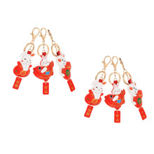 6Pcs Red Rabbit Key Chains Key Holder Bag Hanging Decorations
