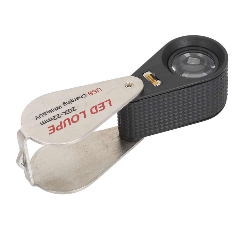 White Rechargeable 20X Folding Magnifier With Uv