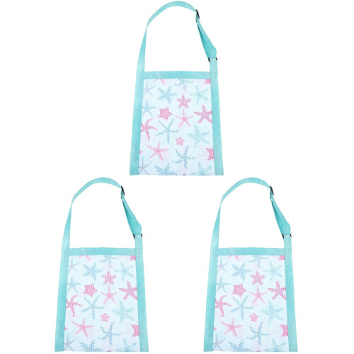 3Pcs Shell Mesh Bag Beach Storage Bag with Adjustable Strap