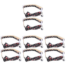 8Pcs Black Adjustable Cat Collar with Bell Adorable Bow Tie for Pets