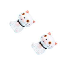 2Pcs Resin Cat Decoration White Shaking Head Kitten Desktop Ornament