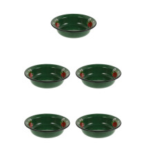 5Pcs Elegant Green Enamel Mixing Bowls for Soup Fruit and Dough