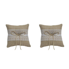 2Pcs Soft Fabric Bow Ribbon Ring Pillow Wedding Ring Bearer Cushion