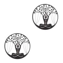 2Pcs Black Metal Wall Hanging Yoga Woman Indoor Iron Artistic Decor