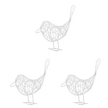 3Pcs Iron Wire Bird Model Lightweight White Desktop Ornament for Home
