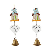 2pcs Resin Pendant House Wind Chimes Hanging Bell Decor