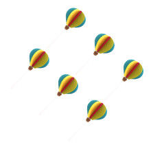 6Pcs Multi Color Hot Air Balloon Cake Toppers Party Cake Picks