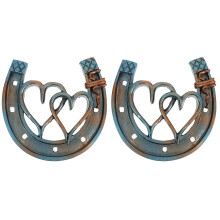2Pcs Black Resin Horseshoe Sculpture Wall Decor Vintage Hollow Hanging