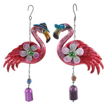 4Pcs Metal Wind Chime Set Multi-Color Flamingo Design Hanging Decor