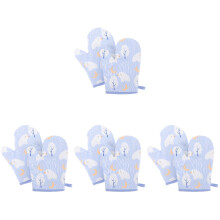 8Pcs Cotton Baking Gloves Blue Heat Resistant Oven Mitts for Cooking