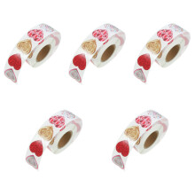 5Rouleaux Autocollants Cœur Décor Valentin Papier Rosé