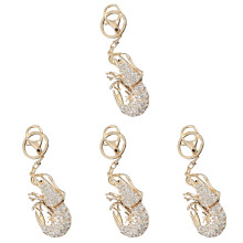 4Pcs White Rhinestone Shrimp Keychains Metal Decorative Key Holders