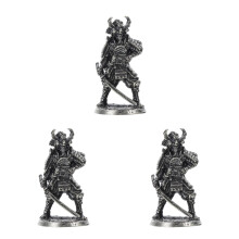 3Pcs Grey White Copper Micro Japanese Samurai Statue Mini Garden Decor