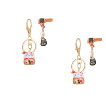 2Pcs Lightweight Cat Key Pendant Cartoon Key Ring Decor