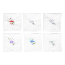 12Pcs White Cotton Napkins Embroidered Handkerchiefs