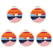5Pcs Adults Punch Needle Embroidery Kit Multi Color DIY Craft Kit