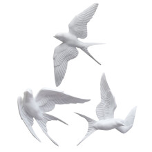 9Pcs White Resin Artificial Bird Wall Ornaments for Living Room Decor