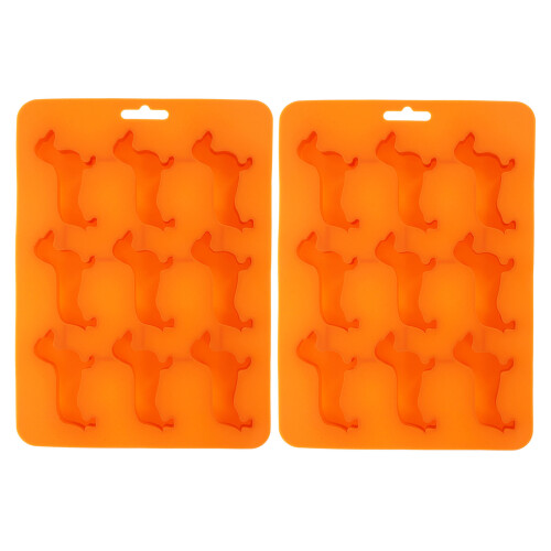 2Pcs Brown Silicone Dog Shape Ice Cube Tray Flexible Molding Tool