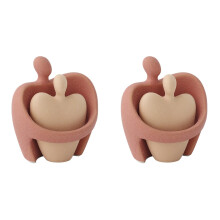 2Pcs Pink Ceramic Lover Hug Statue Romantic Sculpture for Home Decor
