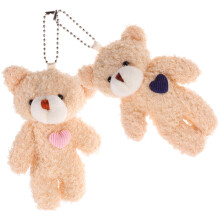 2Pcs Fluffy Plush Bear Bag Pendant Alloy Keychains Decor
