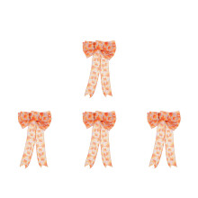 4Pcs Orange Farmhouse Fabric Bows Thanksgiving Fall Tree Topper Decor