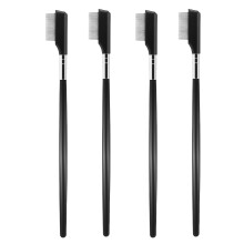 4Pcs Portable Metal Eyelash Comb and Brush Black Eyebrow Grooming Tool