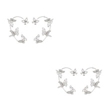 2Pairs Sturdy Alloy Rhinestone Ear Jewelry Non-Piercing Ear Bone Clips