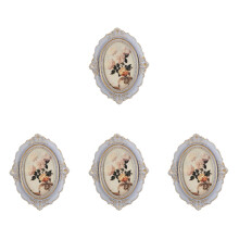 4St Paars Decoratieve Fotohouder Van Hars, Ovaal, Vintage Stijl