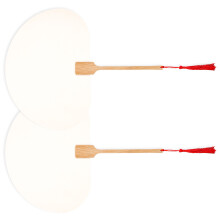 2Pcs White Wooden Blank Hand Fans DIY Painting Graffiti Fans for Women