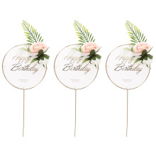 6 Pcs Flower Cake Toppers Birthday Decor