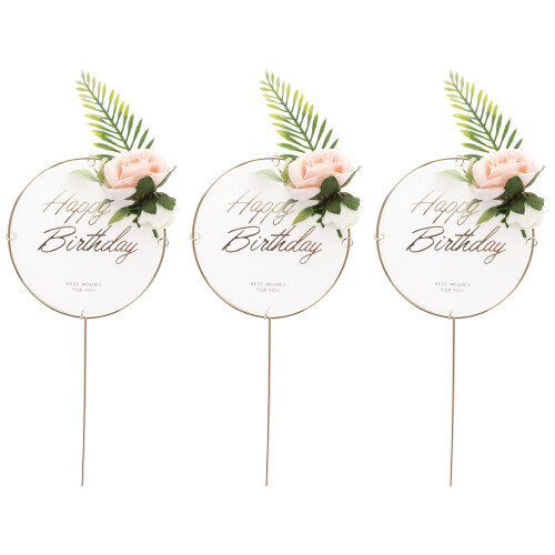 6 Pcs Flower Cake Toppers Birthday Decor