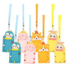 8Pcs Cute Cartoon PVC Card Holders Id Badge Sleeves Assorted Colors