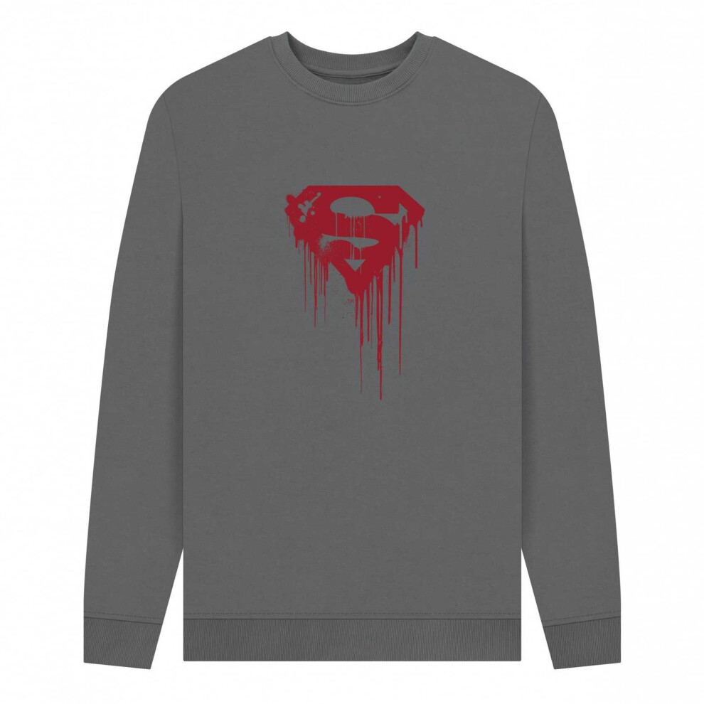 Superman (Xxl, Slate ) Unisex Adult Official Drip Shield Sweatshirt Grey