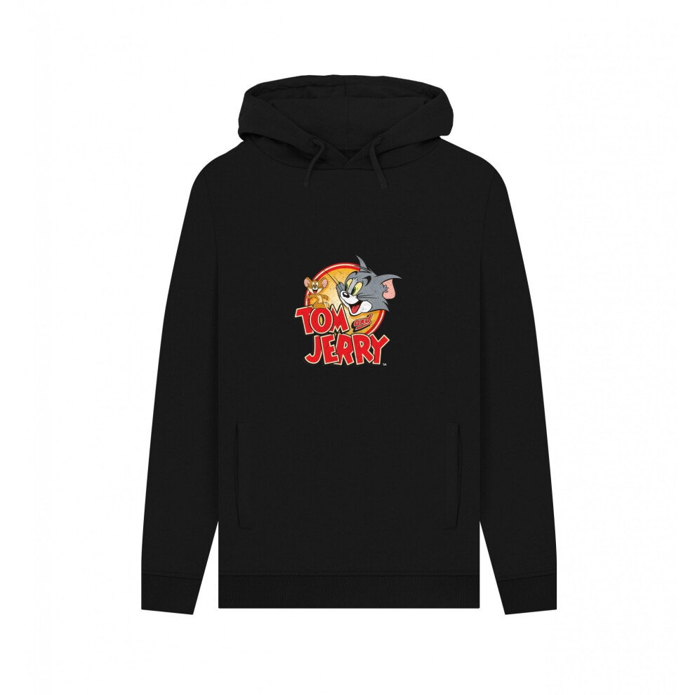 Tom And Jerry (M, ) Unisex Adult Graphic Vintage Hoodie Black
